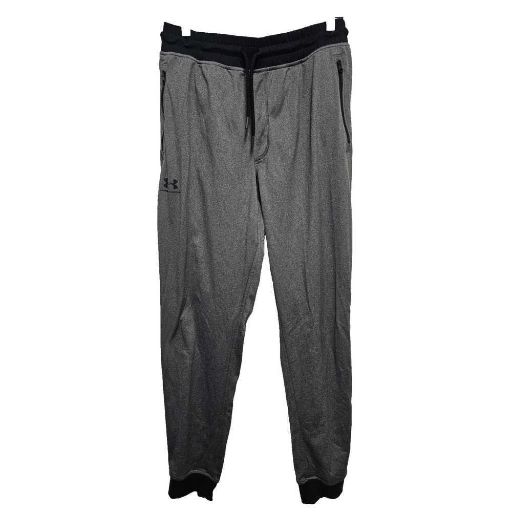 Under Armour Men's gray joggers with black trim‎ adjustable waist pockets L